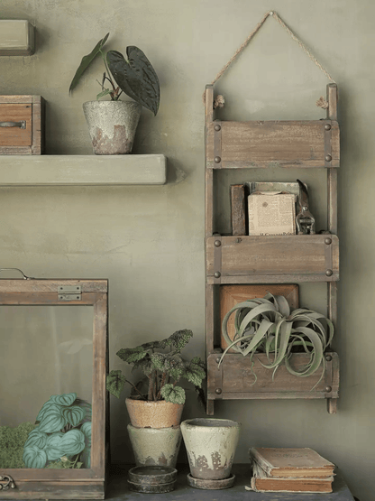Rustic Three-Tier Wooden Wall Organizer RusticReach with weathered wood finish on Tampa Home & Garden Store