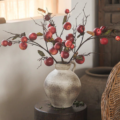 Faux Red Apple Branch Stem 36in tall in a rustic ceramic vase with red apples RusticReach on Tampa Home & Garden Store