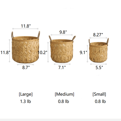 Bamboo Woven Storage Baskets by RusticReach in three baskets large, medium, small natural tan on Tampa Home & Garden Store