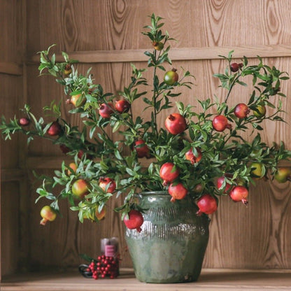 Big Fruit Faux Pomegranate Stem 32 inches tall RusticReach pomegranate stems in ceramic vase on Tampa Home & Garden Store