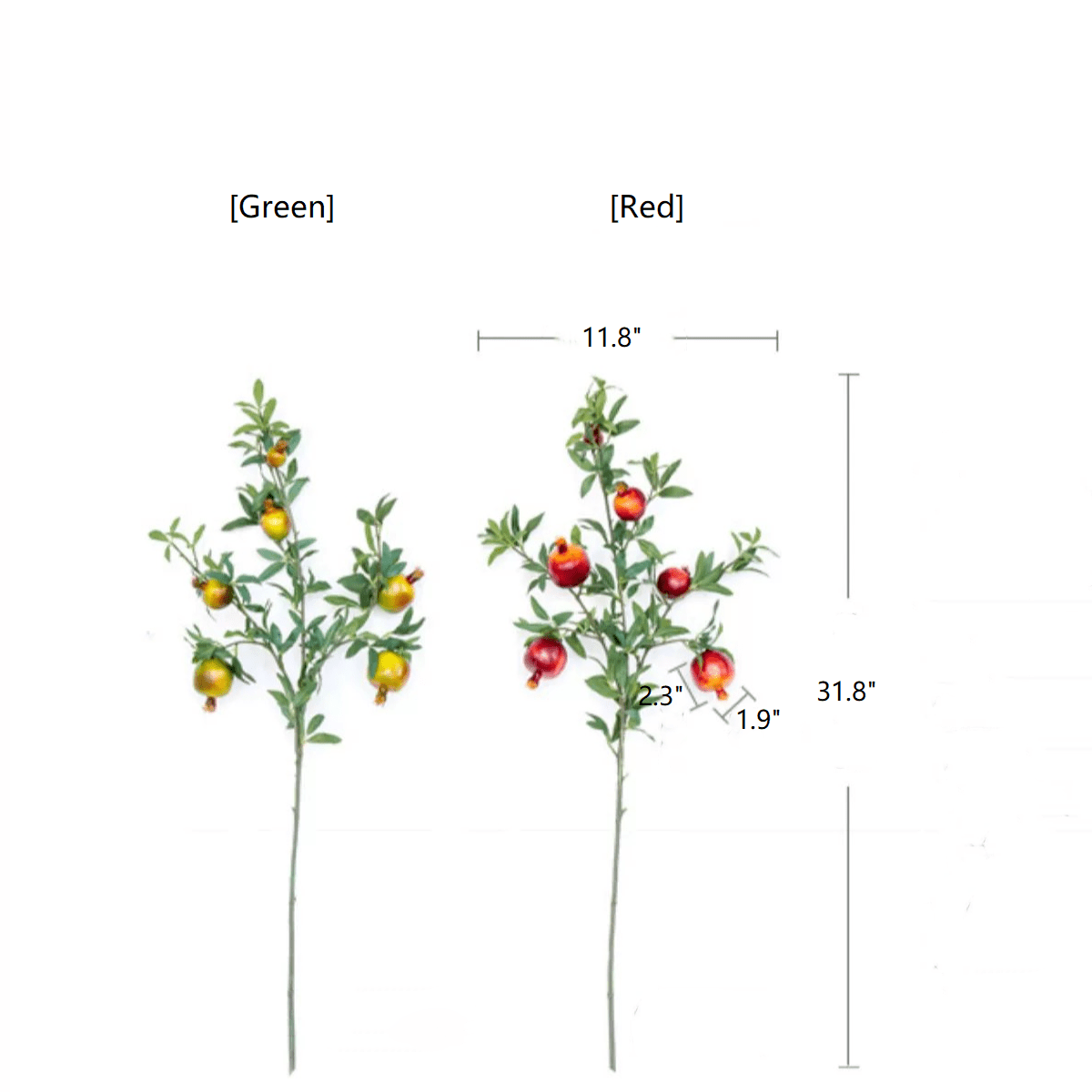 Big Faux Pomegranate Stem 32in RusticReach artificial flowering plant with two stems on Tampa Home & Garden Store