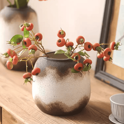 Watertight brown imprint ceramic vase with speckled glaze RusticReach on Tampa Home & Garden Store