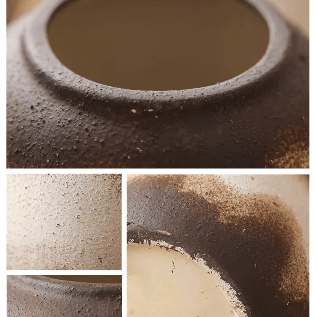 Watertight brown imprint ceramic vase by RusticReach with textured surface on Tampa Home & Garden Store