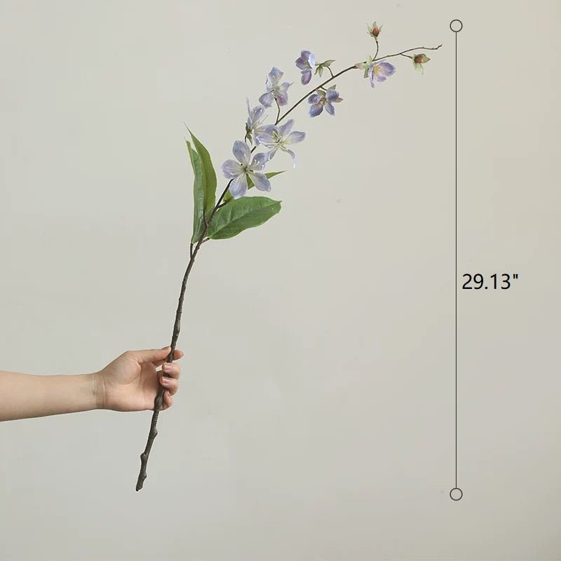 Artificial Cytha Jasmin Stem by RusticReach with purple blossoms and green leaves, 29.13in tall on Tampa Home & Garden Store