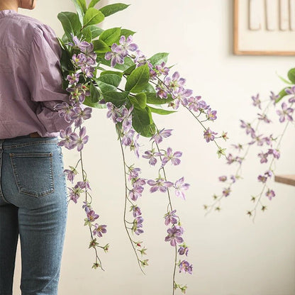 Artificial Cytha Jasmin Stem by RusticReach, cascading purple blossoms with green leaves on Tampa Home & Garden Store