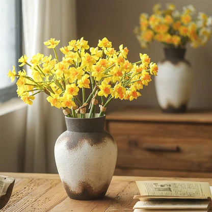 Faux Daffodil Bundle 24-inch Tall in RusticReach ceramic vase with bright yellow blooms on Tampa Home & Garden Store