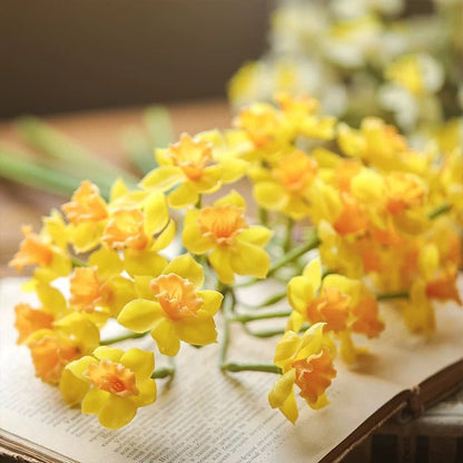 Faux Daffodil Bundle 24in Tall, yellow petals with orange centers, RusticReach on Tampa Home & Garden Store