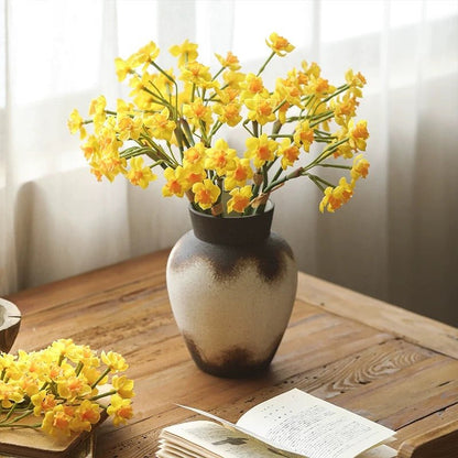 Faux Daffodil Bundle 24in Tall yellow blooms in rustic vase by RusticReach on Tampa Home & Garden Store