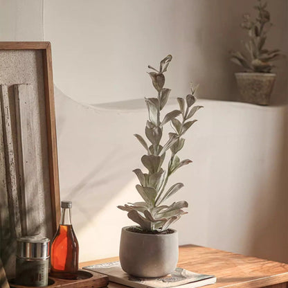 Realistic green plant in gray ceramic pot by RusticReach on a wooden table on Tampa Home & Garden Store