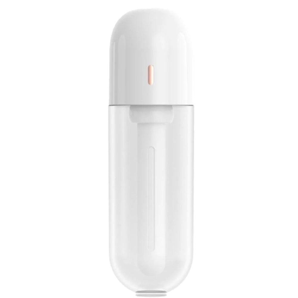 Anywhere Humidifier white portable humidifier with clear water tank and pink LED indicator on Tampa Home & Garden Store