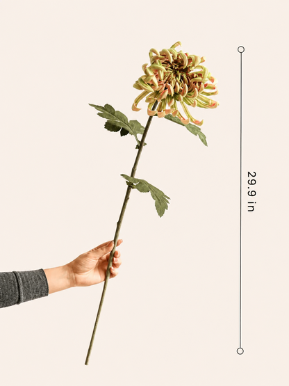 RusticReach Heirloom Spider Chrysanthemum stem, 29.9in artificial flower with green-yellow bloom on Tampa Home & Garden Store