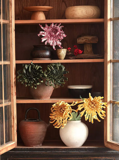Heirloom Spider Chrysanthemum Stem 29.9in pink artificial flowering plant RusticReach on Tampa Home & Garden Store