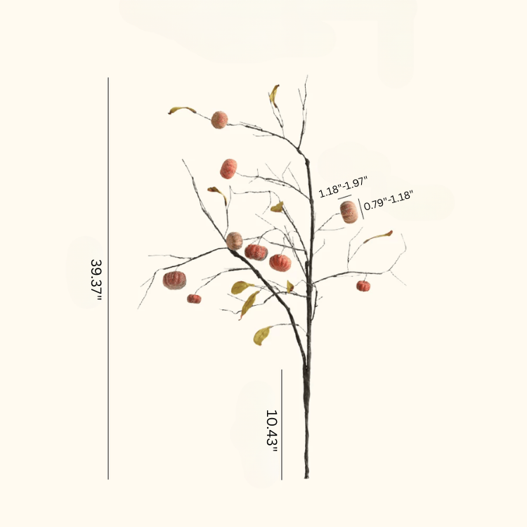 Harvest Pumpkin Twig Stem 39in artificial plant RusticReach; brown twig with orange pumpkins on Tampa Home & Garden Store