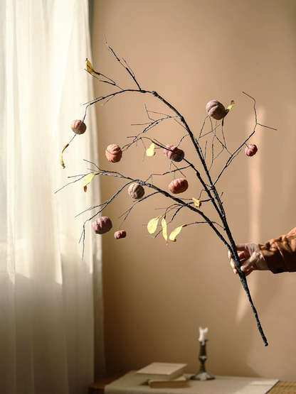Harvest Pumpkin Twig Stem 39in RusticReach branch with orange pumpkins and yellow leaves on Tampa Home & Garden Store
