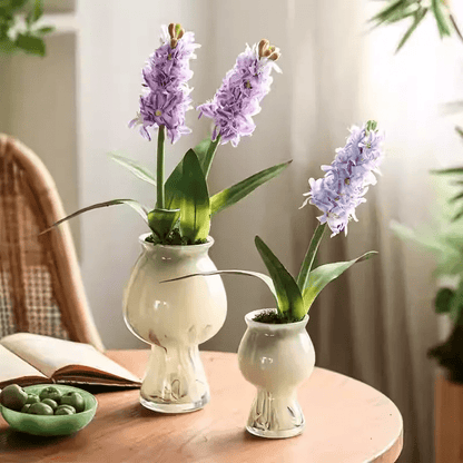 Spring Artificial Hyacinth Stems, 16in tall, lavender blooms in ceramic vases RusticReach on Tampa Home & Garden Store