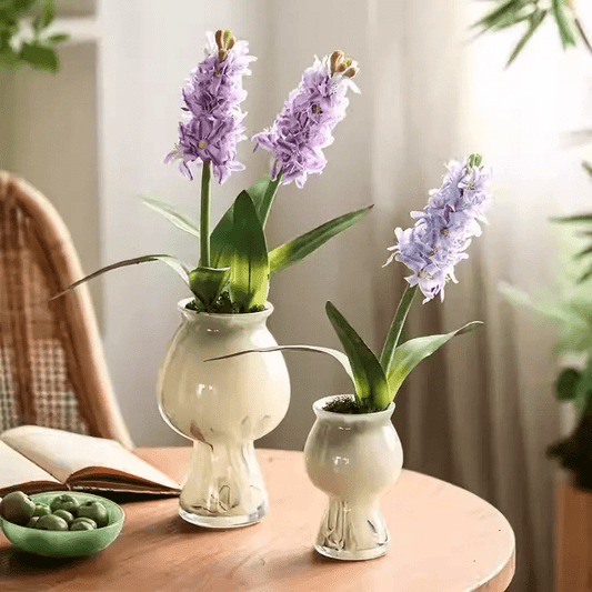 Spring Artificial Hyacinth Stems, 16in tall, lavender blooms in ceramic vases RusticReach on Tampa Home & Garden Store
