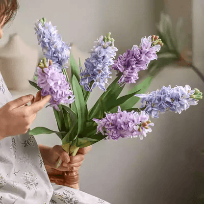 Spring Artificial Hyacinth Stem 16 inches tall, RusticReach, lavender and blue blooms on Tampa Home & Garden Store