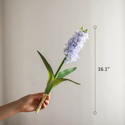 Spring Artificial Hyacinth Stem 16in Tall lavender blossoms and green leaves RusticReach on Tampa Home & Garden Store