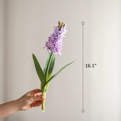 Artificial Hyacinth Stem 16in tall with purple bloom and green leaves RusticReach on Tampa Home & Garden Store
