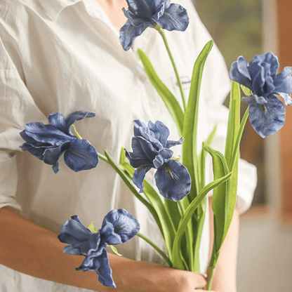 Silk Iris Flower set (5 stems), 22-inch tall blue irises with green stems RusticReach on Tampa Home & Garden Store