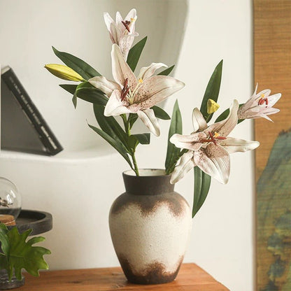 Artificial Real Touch Lily Stem 30in tall RusticReach cream lilies in a vase on Tampa Home & Garden Store
