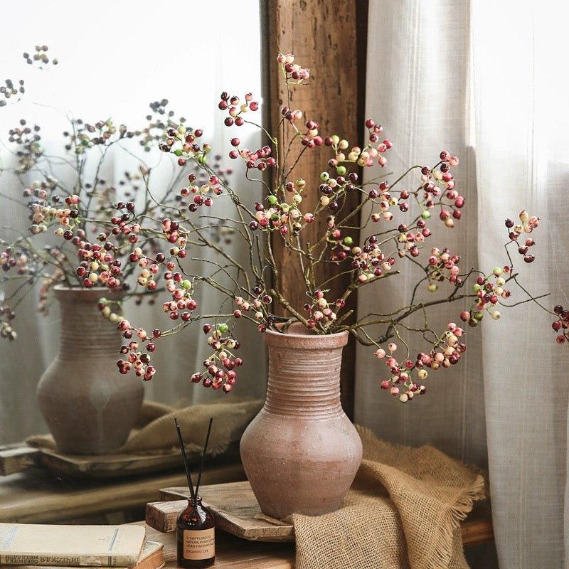 Mini Fruit Berry Stem 30in Tall artificial nonflowering plant in terracotta vase RusticReach on Tampa Home & Garden Store