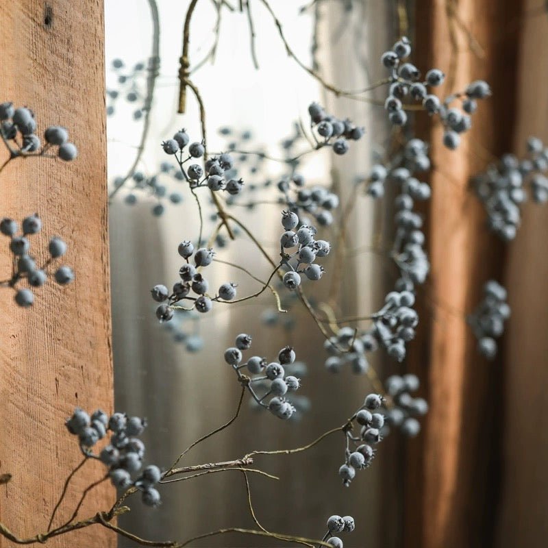 Mini Fruit Berry Stem 30" artificial plant RusticReach with blue-gray berries on brown stems on Tampa Home & Garden Store