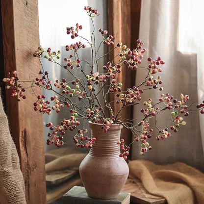 Mini Fruit Berry Stem 30-inch tall artificial plant RusticReach in tan vase with berry clusters on Tampa Home & Garden Store
