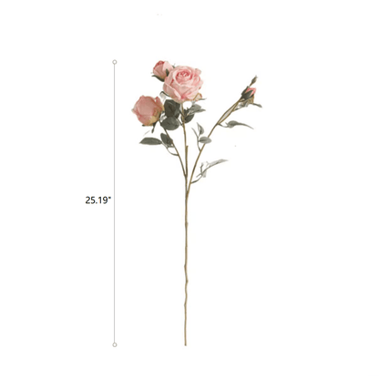 Miriya Large Rose Stem with three pink roses and green leaves, RusticReach tall stem 25.2in tall on Tampa Home & Garden Store