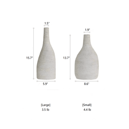 RusticReach Narrow Neck Vase in White; two ceramic vases, large and small on Tampa Home & Garden Store
