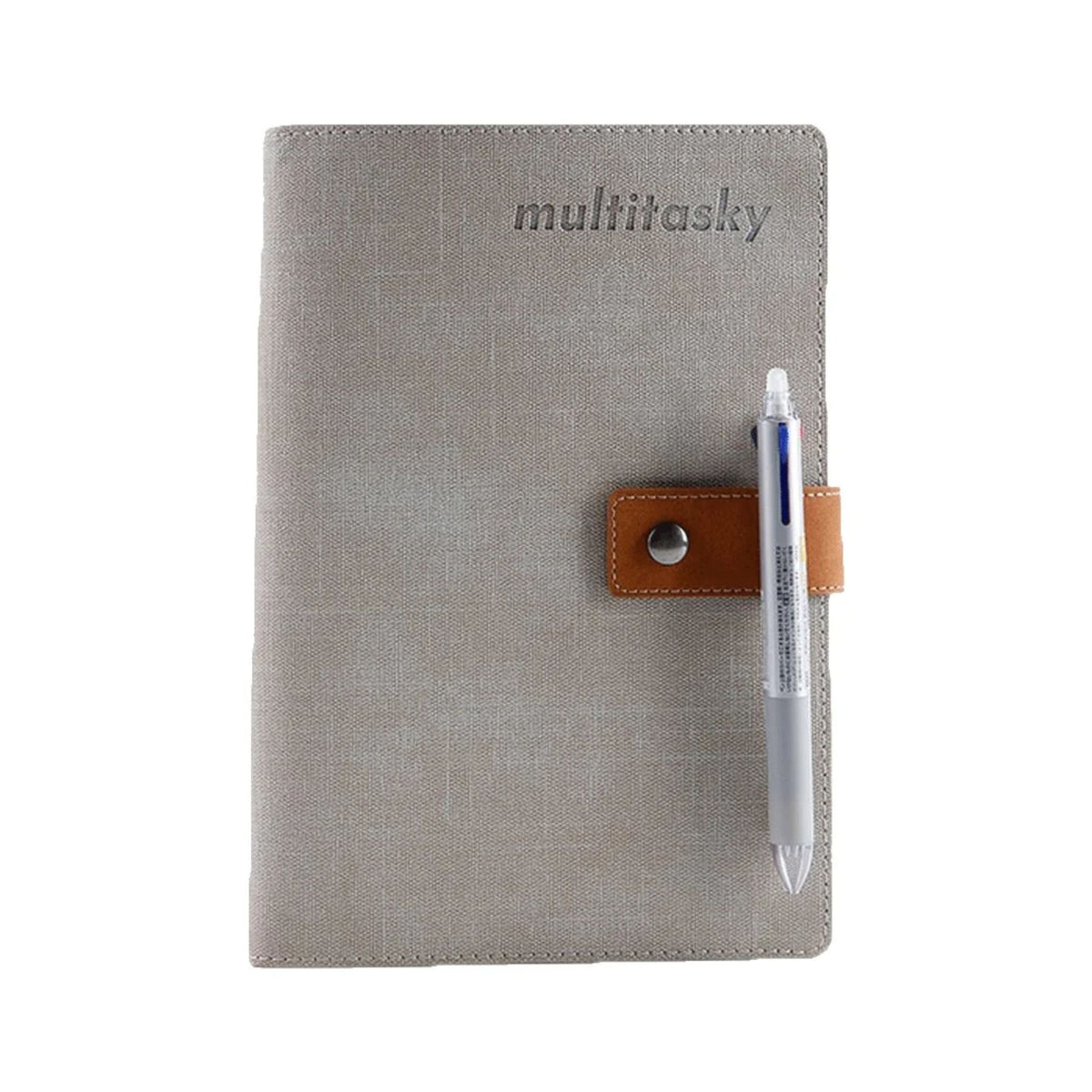 Everything Notebook B5 with gray fabric cover and pen loop with pen attached on Tampa Home & Garden Store