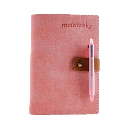 Everything Notebook B5 pink fabric cover with leather strap and pen in loop on Tampa Home & Garden Store