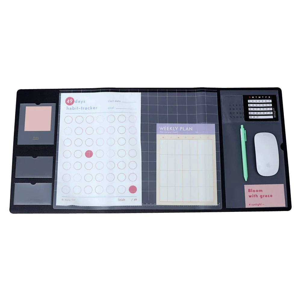 Ultimate Work Pad black desk organizer with compartments and planner sheets on Tampa Home & Garden Store