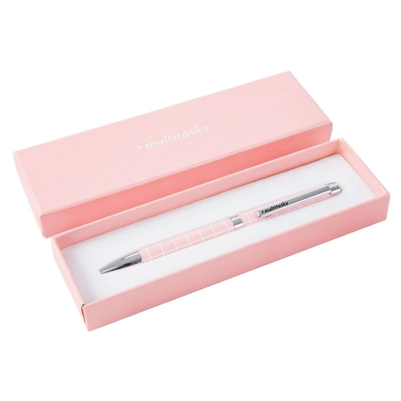 Conquer My Day Black Ink Pen pink checkered grip with 5 refills Best Product Finds on Tampa Home & Garden Store