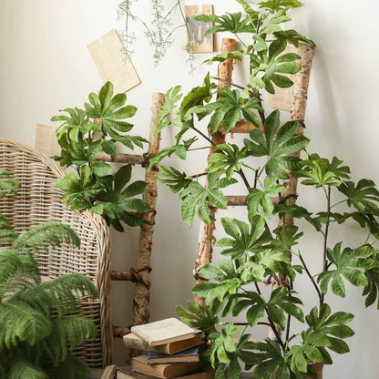 Artificial Octagonal Foliage Branch 37.4in tall with green lobed leaves plant on Tampa Home & Garden Store