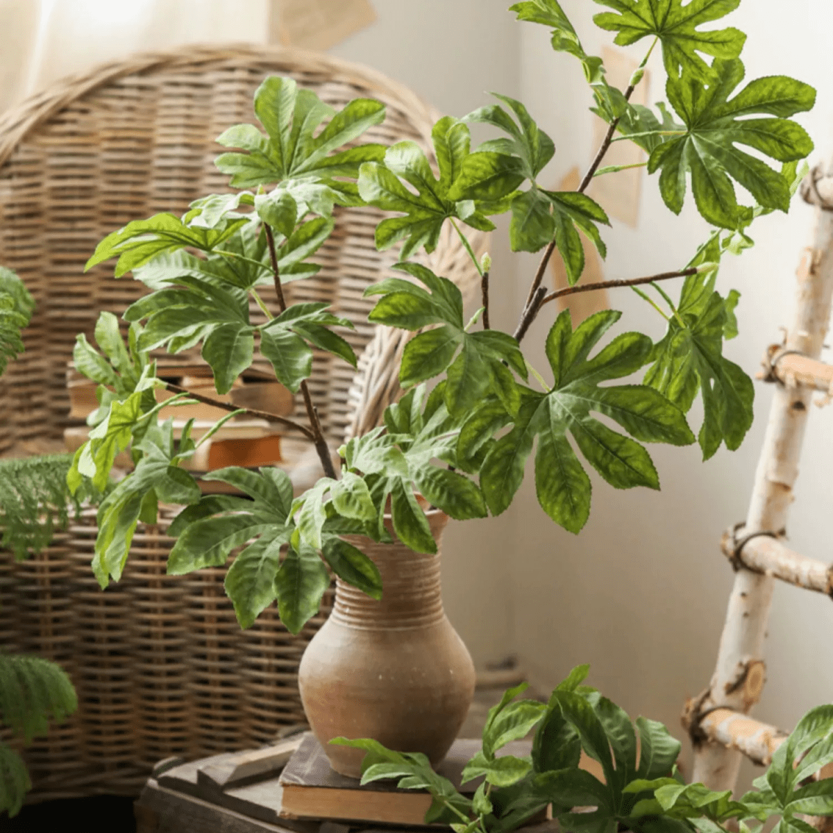 Artificial octagonal foliage branch 37.4" tall RusticReach green non-flowering plant in vase on Tampa Home & Garden Store