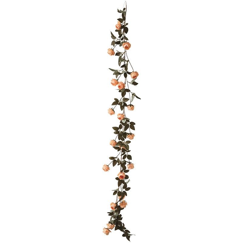 Artificial small peony flower vine, peach blooms with green leaves, 65in long, RusticReach on Tampa Home & Garden Store