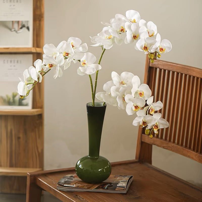 RusticReach Real Touch Orchid Stem, white blooms on three arching stems in a tall vase on Tampa Home & Garden Store