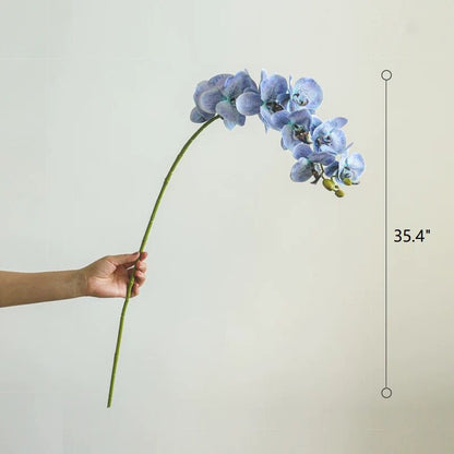 RusticReach Real Touch Orchid Stem with blue blossoms, 35.4 in tall, single stem on Tampa Home & Garden Store