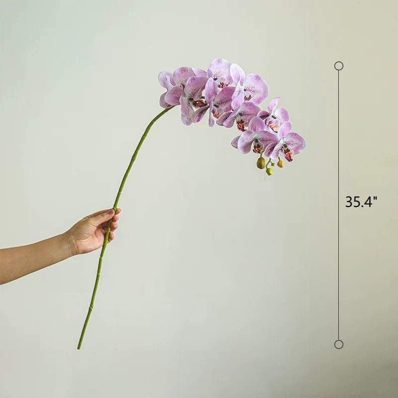 Real Touch Orchid Stem with pink purple blossoms, 35in tall, RusticReach on Tampa Home & Garden Store