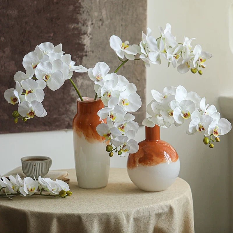 Real Touch Orchid Stem, white Phalaenopsis, 35-inch tall, displayed in two ceramic vases on Tampa Home & Garden Store