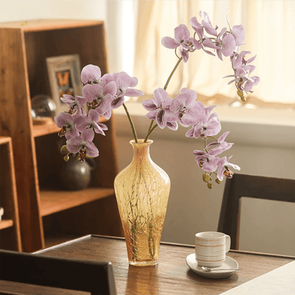 Real Touch Orchid Stems in purple, 3 stems in a 35-inch amber vase RusticReach on Tampa Home & Garden Store