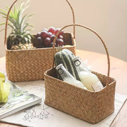 Rectangular woven carry basket organizer in brown by RusticReach, with two baskets visible on Tampa Home & Garden Store