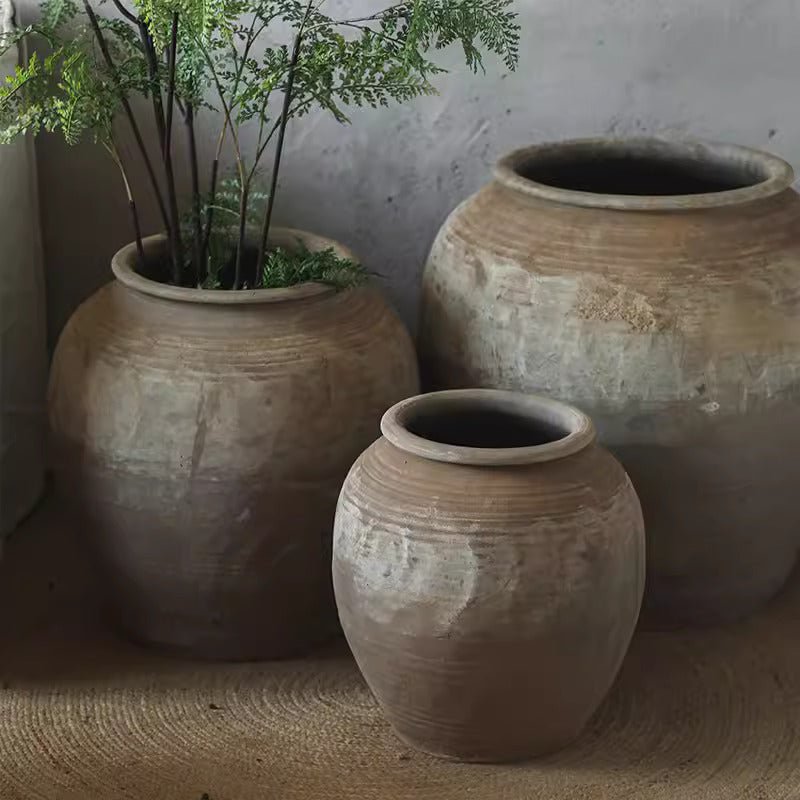 Round Earthenware Pot trio by RusticReach; terracotta ceramics in three sizes on Tampa Home & Garden Store