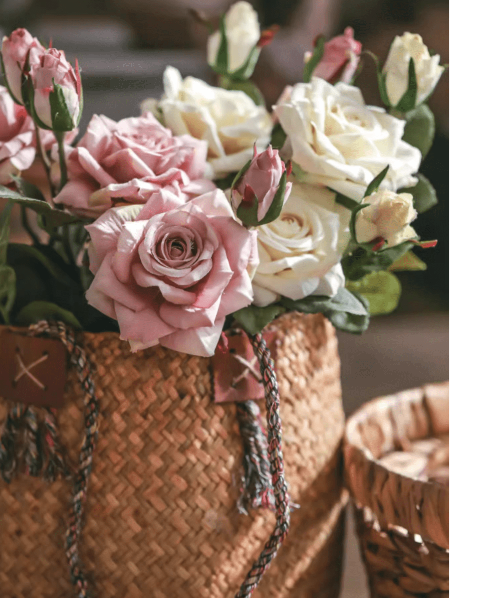 Rolled Edge American Rose stem bouquet in pink and white, 18 tall RusticReach on Tampa Home & Garden Store