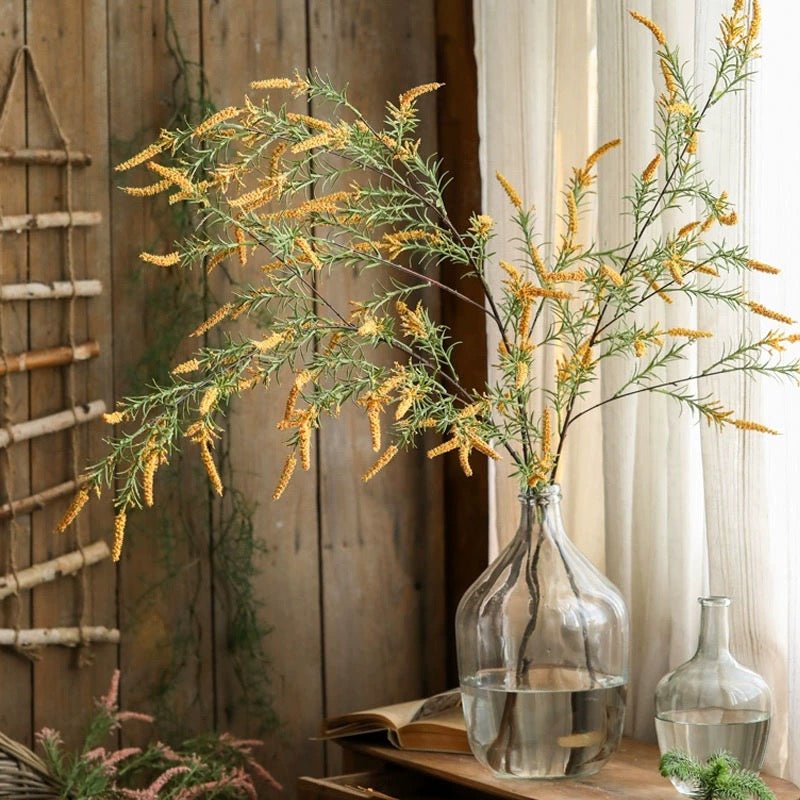 Artificial Large Rosemary Stem, 49 inches tall, in a clear glass vase on Tampa Home & Garden Store