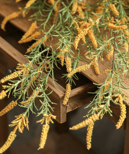 Artificial large rosemary stem 49 inch tall with yellow-tinted spikes on wood surface on Tampa Home & Garden Store