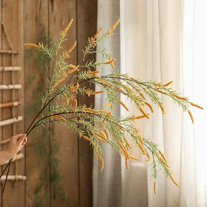 Artificial large rosemary stem, 49in tall, RusticReach; green leaves with orange spikes on Tampa Home & Garden Store