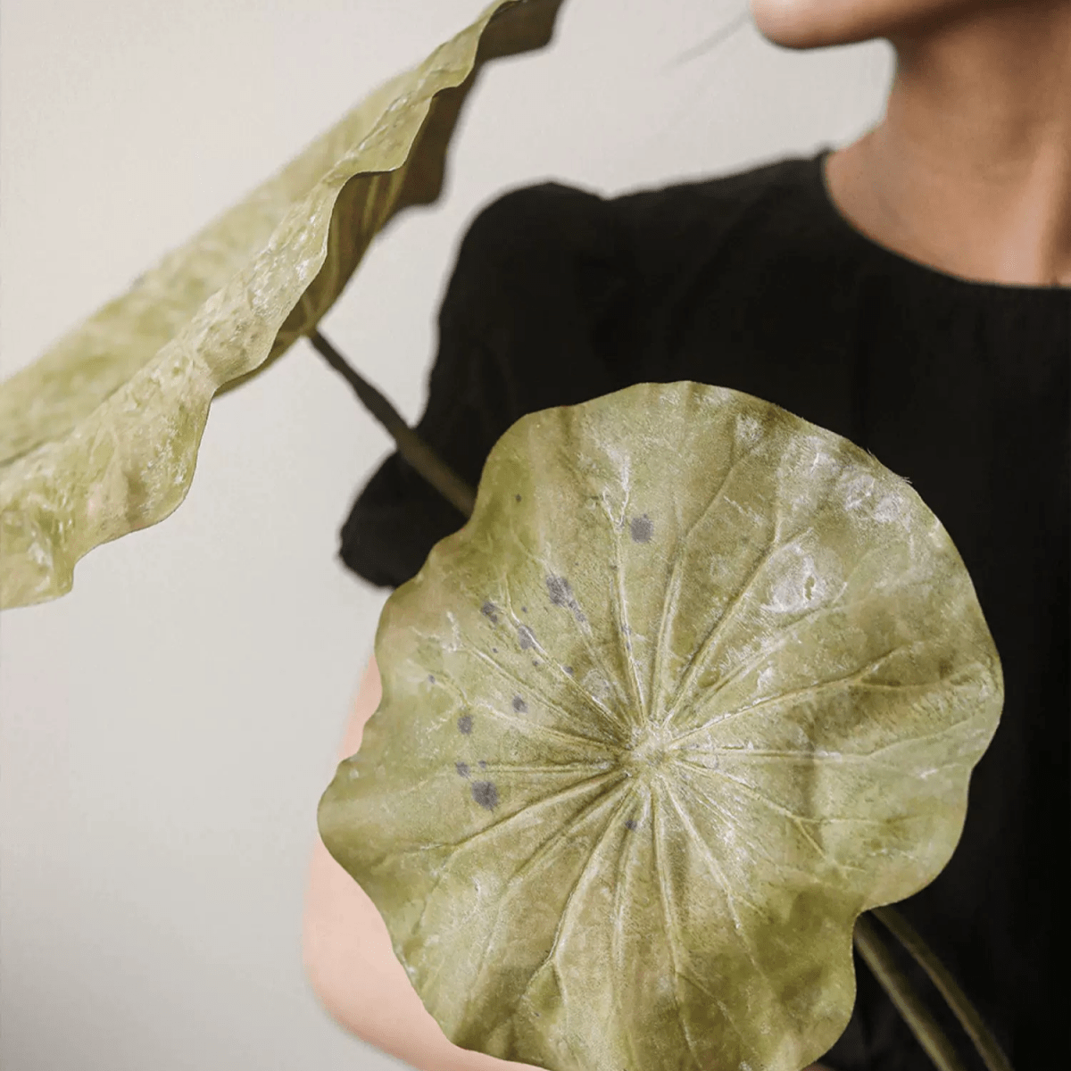 Artificial Rustic Lotus Stem with dusty-green lotus leaf by RusticReach on Tampa Home & Garden Store