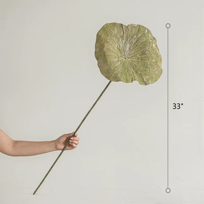 Artificial Rustic Lotus Stem by RusticReach with green lotus leaf on green stem, 33in tall on Tampa Home & Garden Store